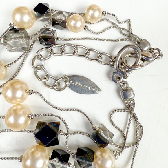 Coldwater Creek Multi-Strand Faux Pearl Smoky Beads Silver Tone Necklace - Picture 3 of 3